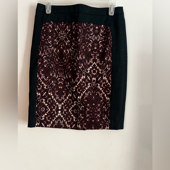 Club Monaco Edith Pencil Skirt Black & Brown Abstract Print Size 4 - Picture 2 of 6